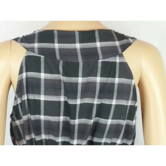 Greater Good Network Womens (M) Embroidered Cotton Sundress Black & White Plaid - Picture 7 of 12